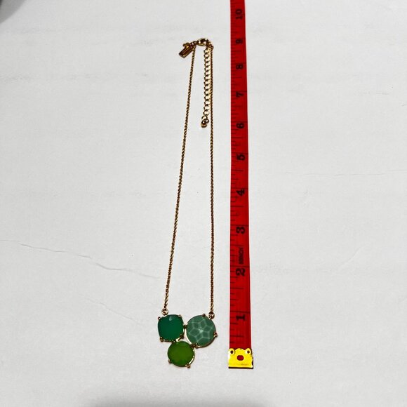 Kate Spade Triple Faceted Green Pendant Gold Chain Necklace Like New Adj… - Picture 6 of 9